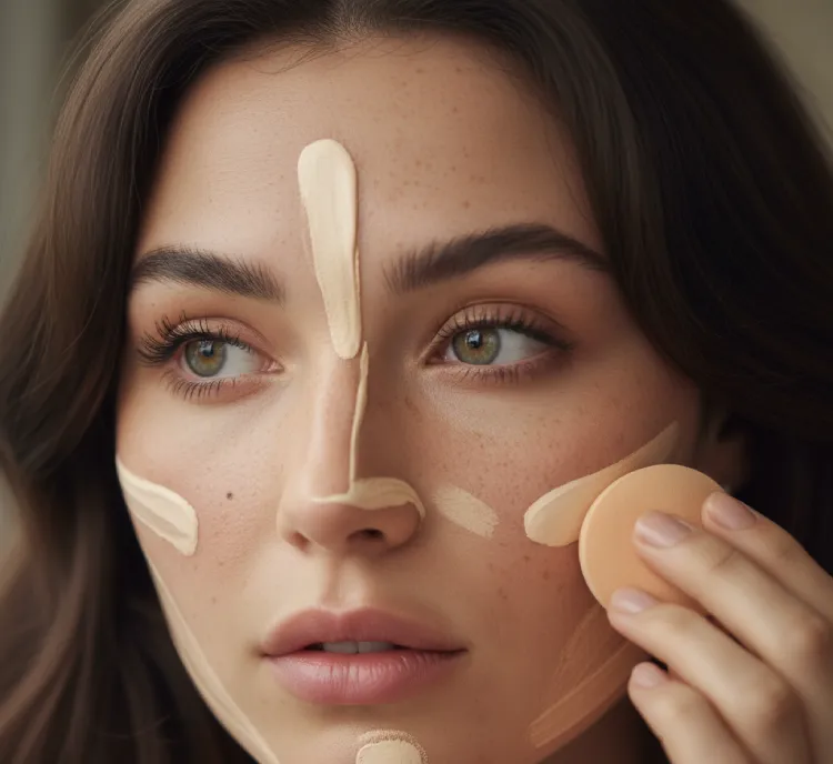کاور کردن لک های صورت با کرم پودر 