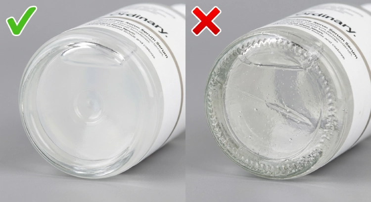 سرم اوردینری اصل و تقلبی با سطوح صاف و بدون حباب